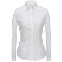 现货职业装女士单排扣方领白色衬衣60棉气质通勤女式长袖衬衫批发