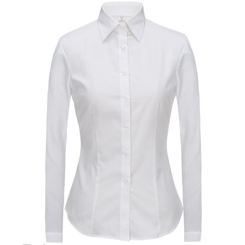 Spot Business Attire Women's Single-Breasted Square Collar White Shirt 60 Cotton Elegant Commuter Women's Long-Sleeved Shirt Wholesale
