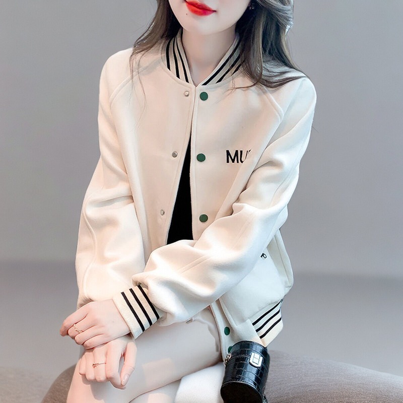 2025春秋新款美式棒球服开衫外套女冬加绒宽松百搭撞色休闲上衣服|undefined