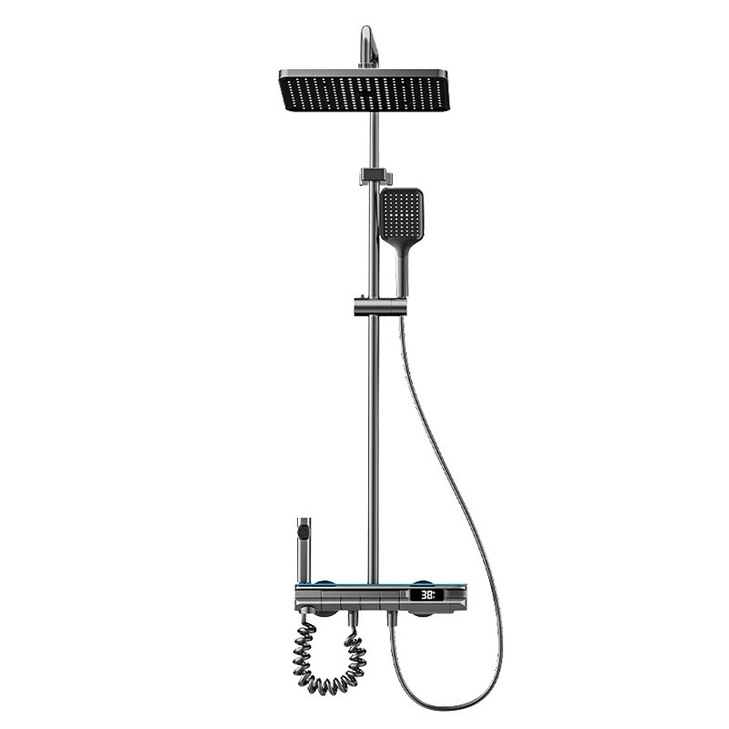 Source manufacturer shower shower set ambient light constant temperature digital display supercharged shower system button shower set