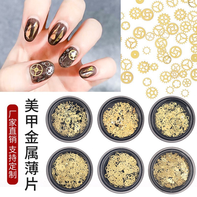 Japanese-Style Nail Art Accessories Hollow Ultra-Thin Metal Pieces Computer Chips Time Gear Christmas Nail Decorations 100 Pieces Japanese-Style Nail Art Accessories Hollow Ultra-Thin Metal Pieces Computer Chips Time Gear Christmas Nail Decorations 100 Pieces