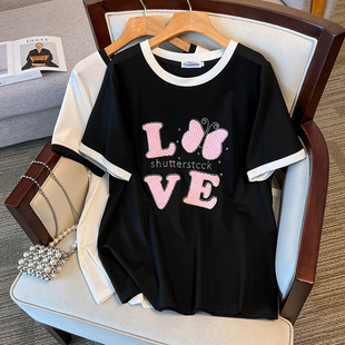 Crewneck new plus fat plus size slim loose long short sleeve T-shirt female 200/300/350kg 6603