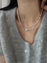S925 pearl broken silver necklace female niche design high-grade collarbone chain neck necklace