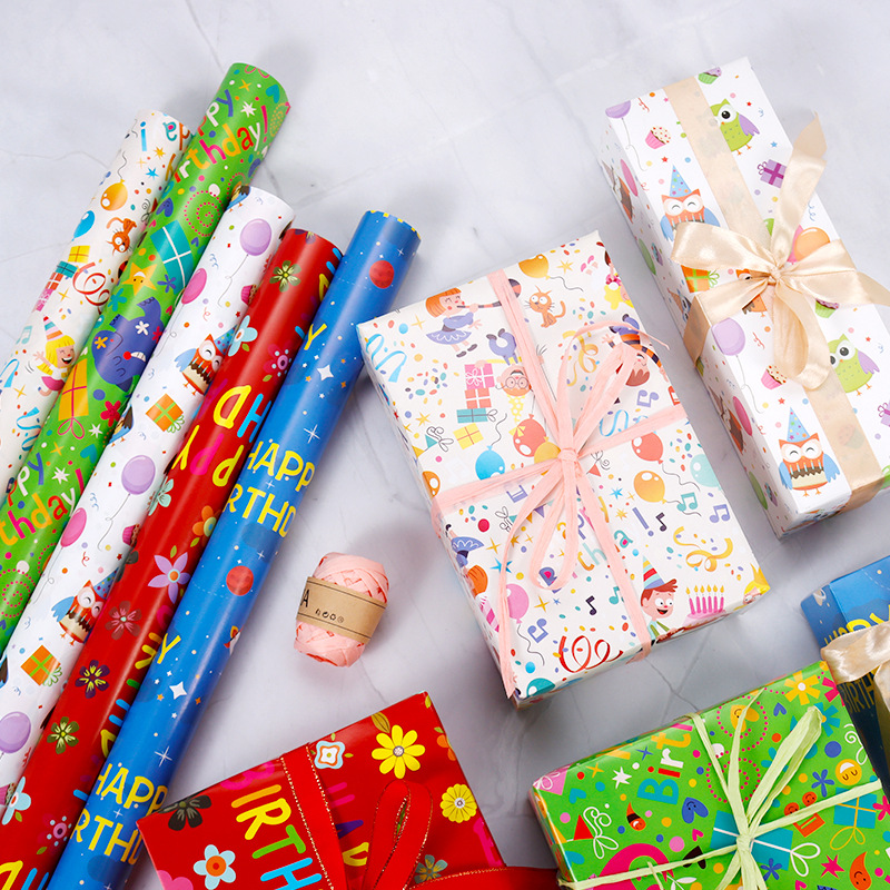 Birthday gift wrapping paper, book wrapp...