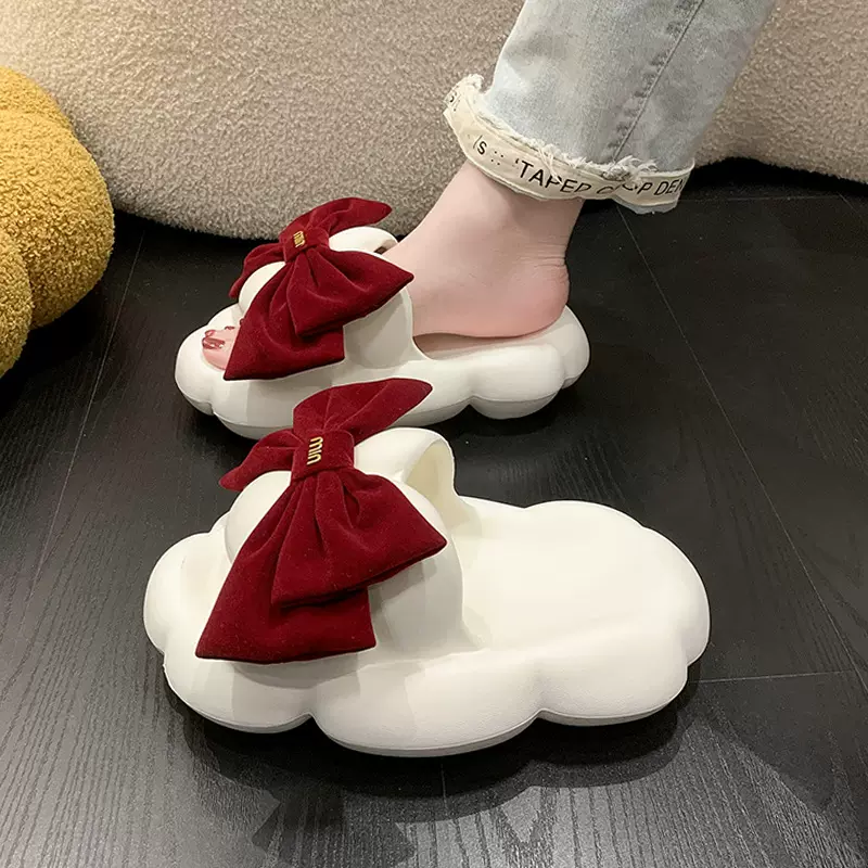 踩屎感软底凉拖鞋女外穿批发春夏季新款可爱蝴蝶结甜美沙滩一字拖