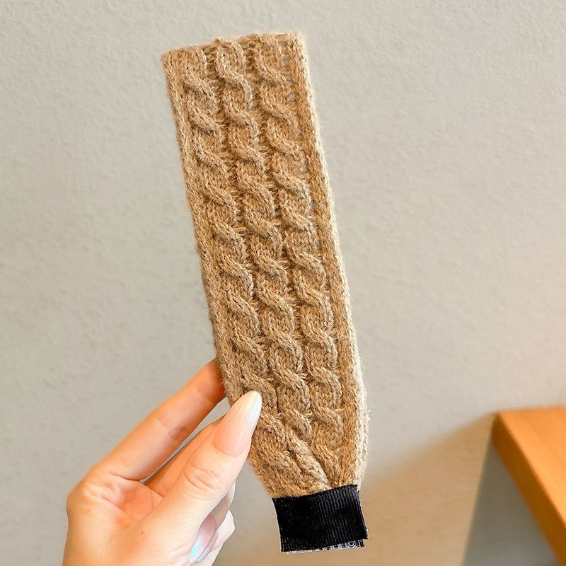 Flor triturada de punto banda de cabello fijación francesa velcro pegatinas para el cabello mujeres no comprimen el cabello lavar la cara banda de cabello tocado