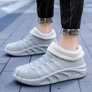 PVC waterproof fleece-lined detachable dual-use men's bag heel warm cotton shoes sports platform fashion water boots work rubber shoes