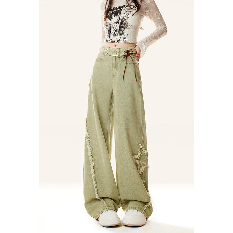 Natural Astringent American Retro Nostalgic Wide Leg Jeans Women's 2025 Spring Design High Waist Loose Mop Pants