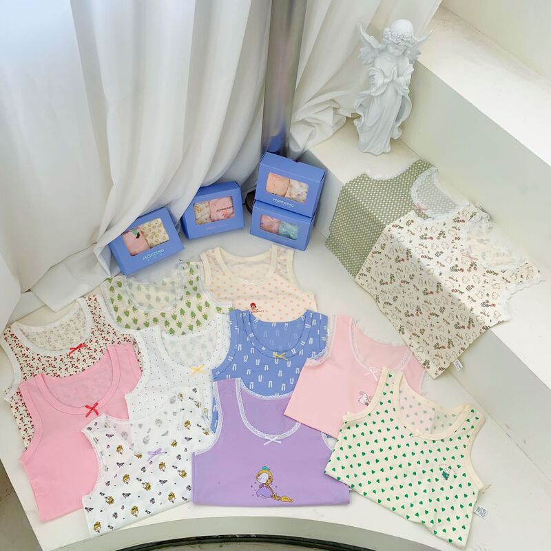 Children's Vest Summer Momian Thin Quick-drying Vest for Boys and Girls Baby Children's Wear Base Shirt Two-piece Boxed