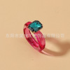 Brand acrylic colorful resin, ring with stone, South Korea, with gem