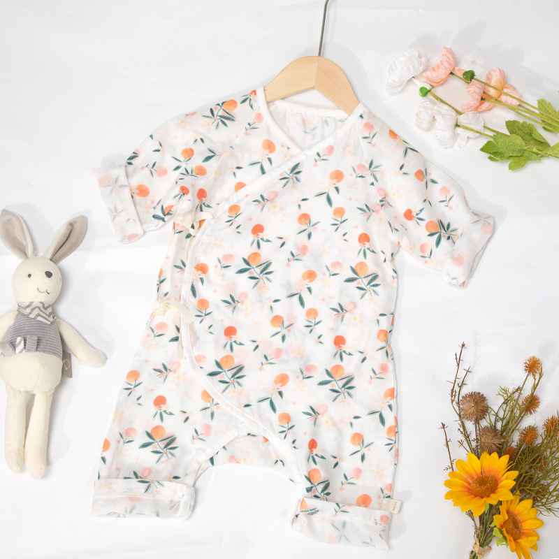 Chaqueta de mariposa de protección del vientre de verano tipo A gasa de algodón de bambú antibacteriana mono de bebé ropa de bebé mameluco pijama