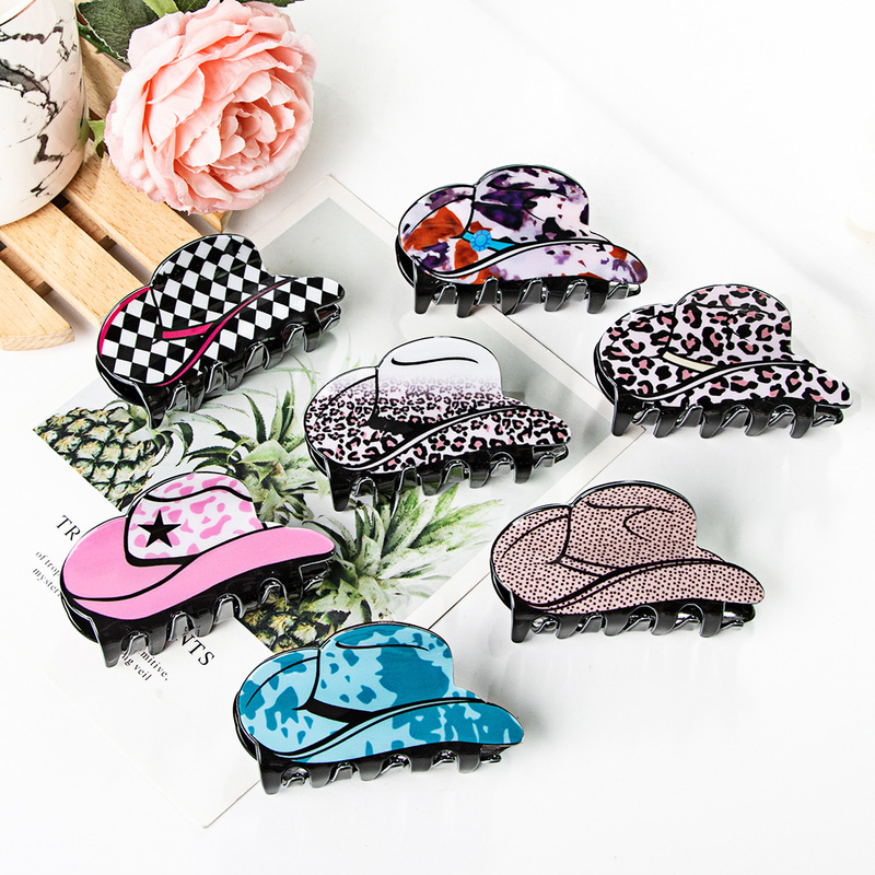 Leopard plaid pattern hat appearance 8yue new pvc8cm clip cartoon headdress fashion creative elegant