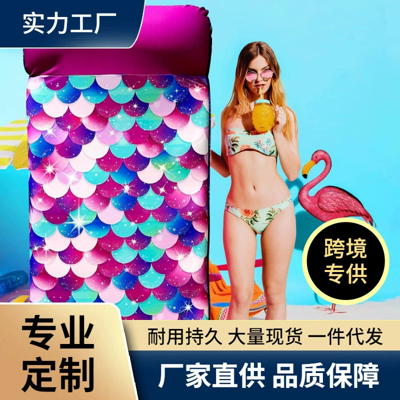 Производители источников производят новый надувной плавающий ряд с русалкой 180 см, большой толстой водой, красочной печатью, плавающей кроватью