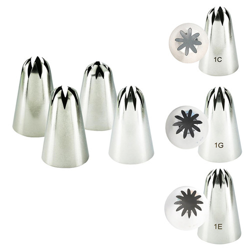 Stainless steel 304 piping tip, 6-teeth, 8-teeth cake cream piping tip, bear, Janet cookie piping tip, large size 1C