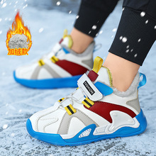 冬天款儿童棉鞋加绒大棉保暖皮面小孩防滑雪地鞋女童运动鞋男童鞋