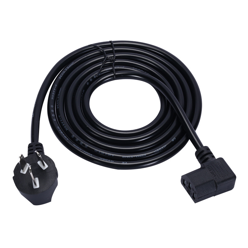 National standard product word tail power cord left and right bend product three-prong line rice cooker electric cooking pot computer host AC line