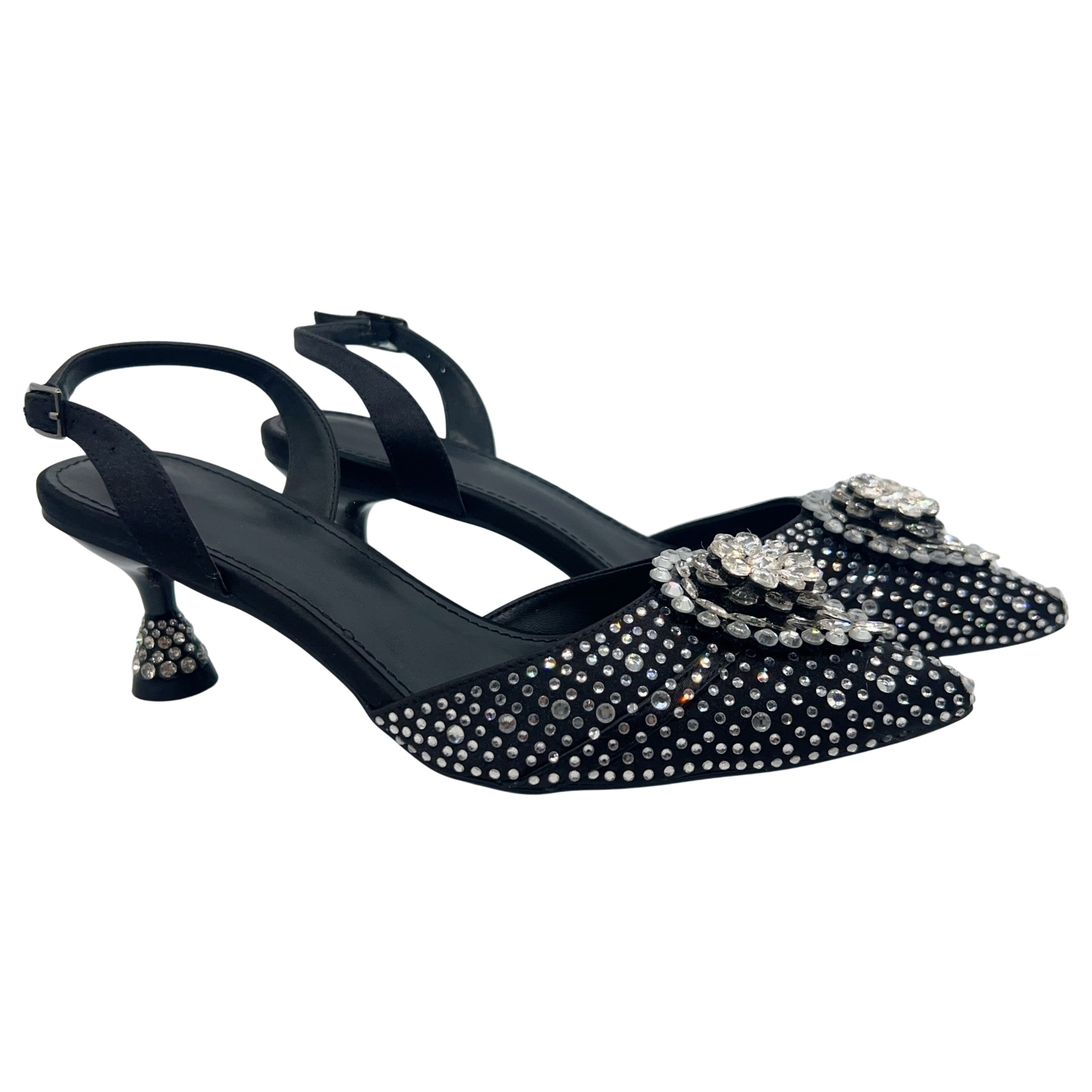 Selección estricta de zapatos de estilo italiano nuevos tacones delgados sandalias de bodas banquete de diamante puntuales zapatos de mujer