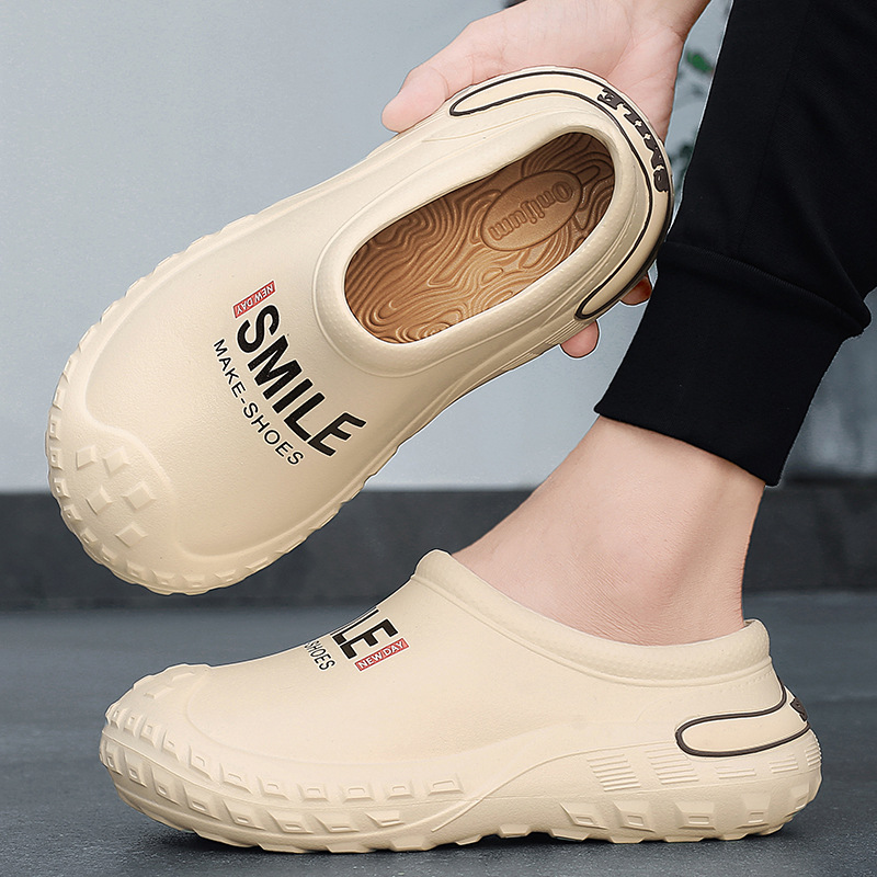 Pantuflas Baotou para hombres, tacones cálidos de invierno más zapatillas de algodón de terciopelo, zapatos de algodón grandes para el hogar antideslizantes e impermeables para uso exterior de los hombres