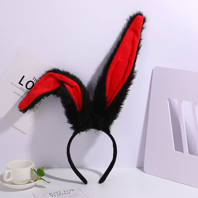跨境万圣节兔耳头箍COSPLAY饰品道具兽耳装扮头饰厂家批发束发带