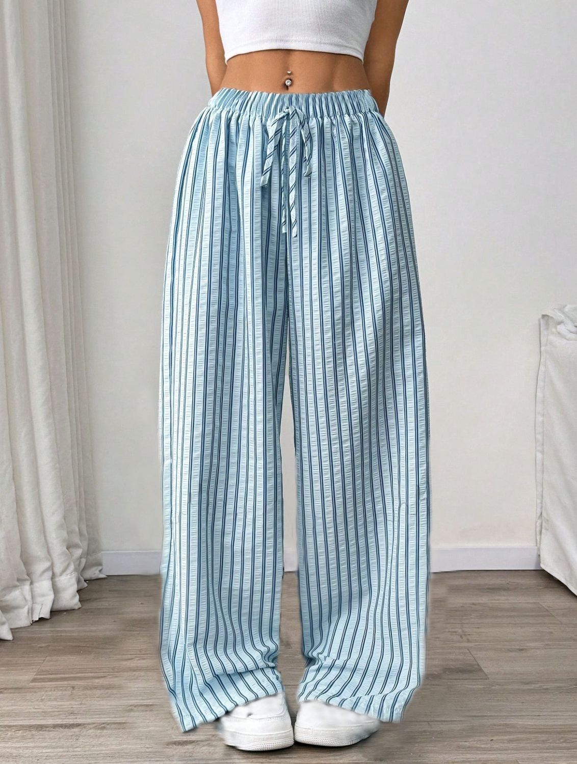 Women's Clothing Women's Clothing Women's Versatile Striped Casual Straight Leg Trousers Fashion Summer For Formal & Casual For Women_ecoleips.com