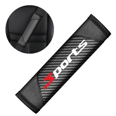 Cross-Border Popular Carbon Fiber Car Seat Belt Shoulder Cover Leather Color Matching Soft and Comfortable Sports Safety Cover (Seat belt shoulder pad) - carbon-fiber-shoulder-pads-black-single-no-standard