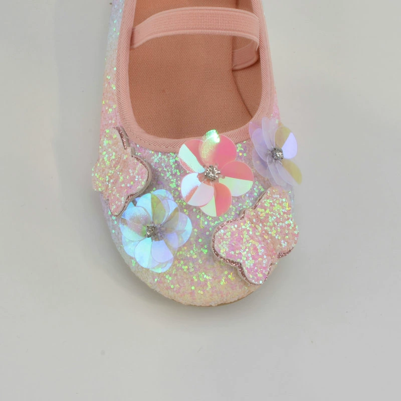 Summer shoes for princess for leisure with butterfly, soft sole, Korean style