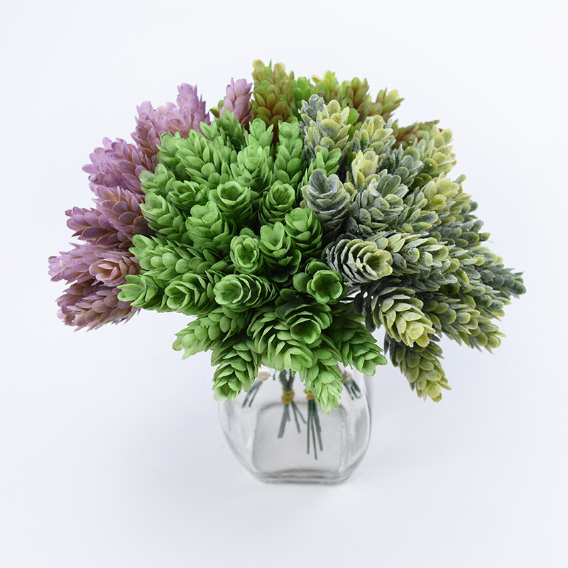 Cross-border exclusivo plástico corsage piña hierba flor artificial diseñador de flores de bricolaje arreglo floral planta verde pared flor decorativa
