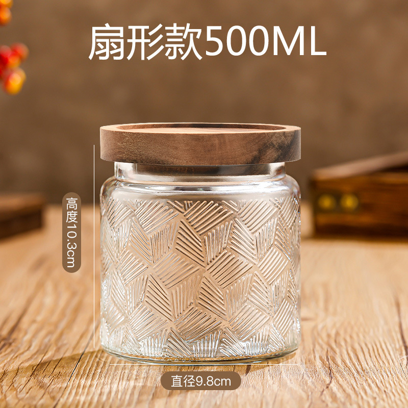 Tarro de almacenamiento de flores de Begonia vintage con tapa de madera tarro de almacenamiento tarro de vidrio sellado granos de té de frutas secas fábrica al por mayor