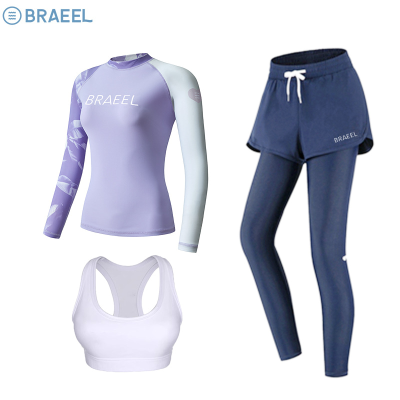 New Celebrity-Style Sun-Protective Quick-Dry Conservative Jellyfish Suit Snorkeling Swimsuit Long-Sleeve Women's Two-Piece Surfing Suit