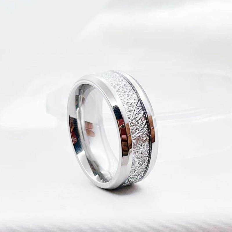 Europe and the United States cross-border explosions personalized fashion titanium steel rime pattern ring net red with men's ring stainless steel glue