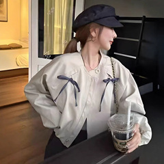 欧洲站设计感立体蝴蝶结棒球服外套女2025秋季新款时尚夹克上衣潮