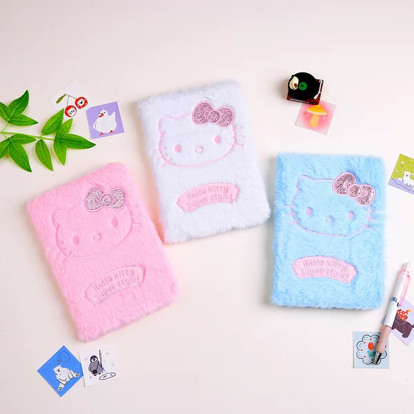 New Cartoon Kt Cat Plush Notebook Candy Color Kidsren's Diary Plush Notebook Handmade DIY Notebook