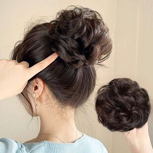 Wig ball head curly hair ring fluffy real hair ring pan head shape flower brace realistic female head flower hair curler