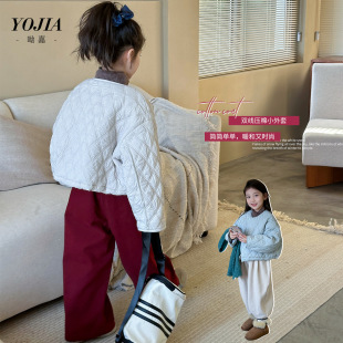 YOJIA girls' short cotton-padded clothes winter 2024 new style all-match little girl plus cotton coat children's cotton-padded coat