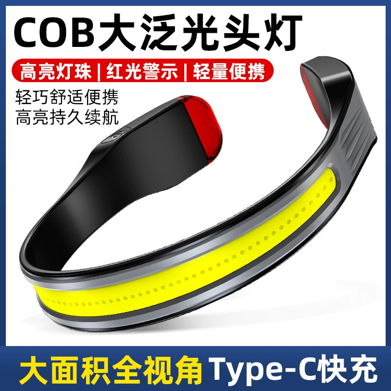 Новый COB мощный налобный фонарь с Type-C быстрой зарядкой, высокая яркость, подвесной на шею, литиевый аккумулятор, для рыбалки