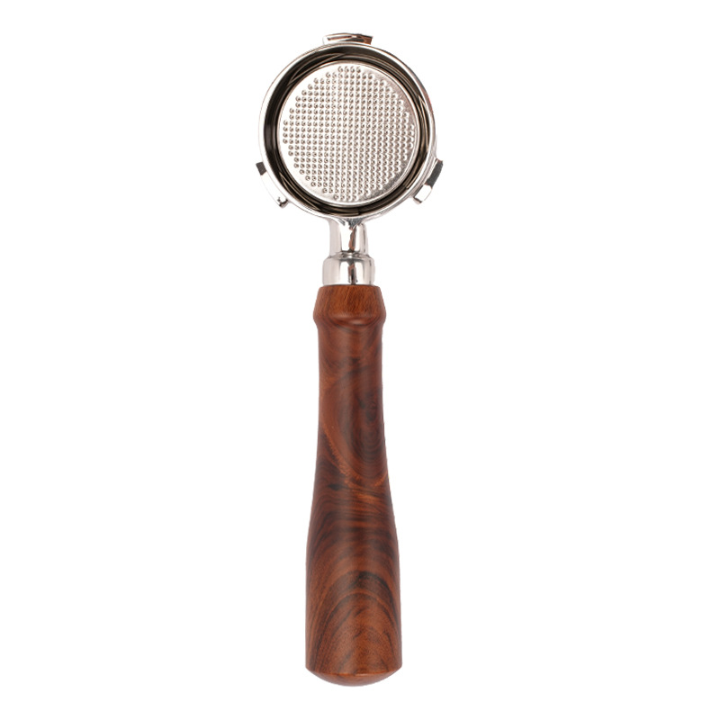 Mango de 51mm adecuado para la máquina de café DeLong de tres orejas mango de madera maciza sin fondo 304 accesorios de extracción de café de acero inoxidable