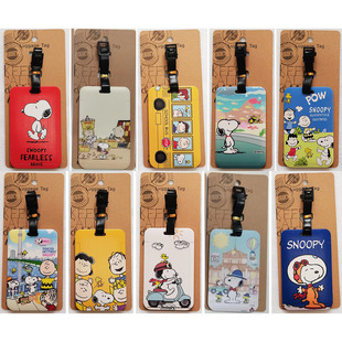 Cartoon cute card holder creative travel supplies Snoopy and Charlie Brown puppy plastic luggage tag small pendant