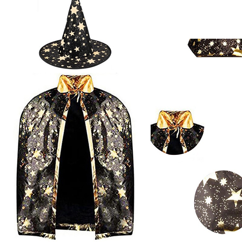 Capas de Halloween transfronterizas capas de brujas capas de niños cinco estrellas estampadas capas de brujas show set