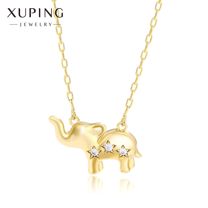 Xuping Collar de aleación de elefante pequeño para mujer, nicho coreano y japonés, cadena de clavícula de animal lindo de alta gama transfronteriza, joyería al por mayor