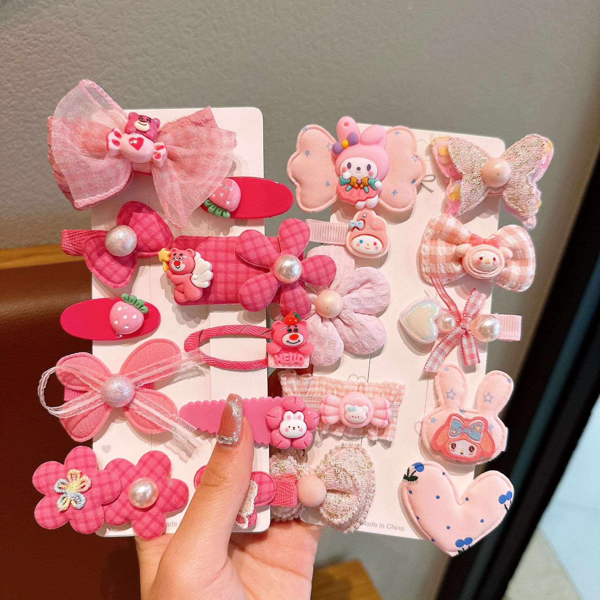 Clip de pelo de dibujos animados para niños Koolomi Melody set de cabello para niñas Clip de pelo lateral Sanrio toque de cabeza