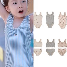 丹麦风新款女宝宝可爱分体泳衣女童海边度假沙滩连体游泳衣