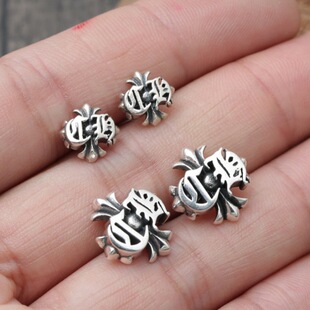 Hip-hop S925 sterling silver fashion trend cross domineering ruffian handsome earrings retro Korean men's and women's earrings