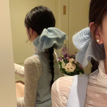 温柔少女毛线针织大肠发圈超大马尾丸子头扎发头绳甜美百搭发饰