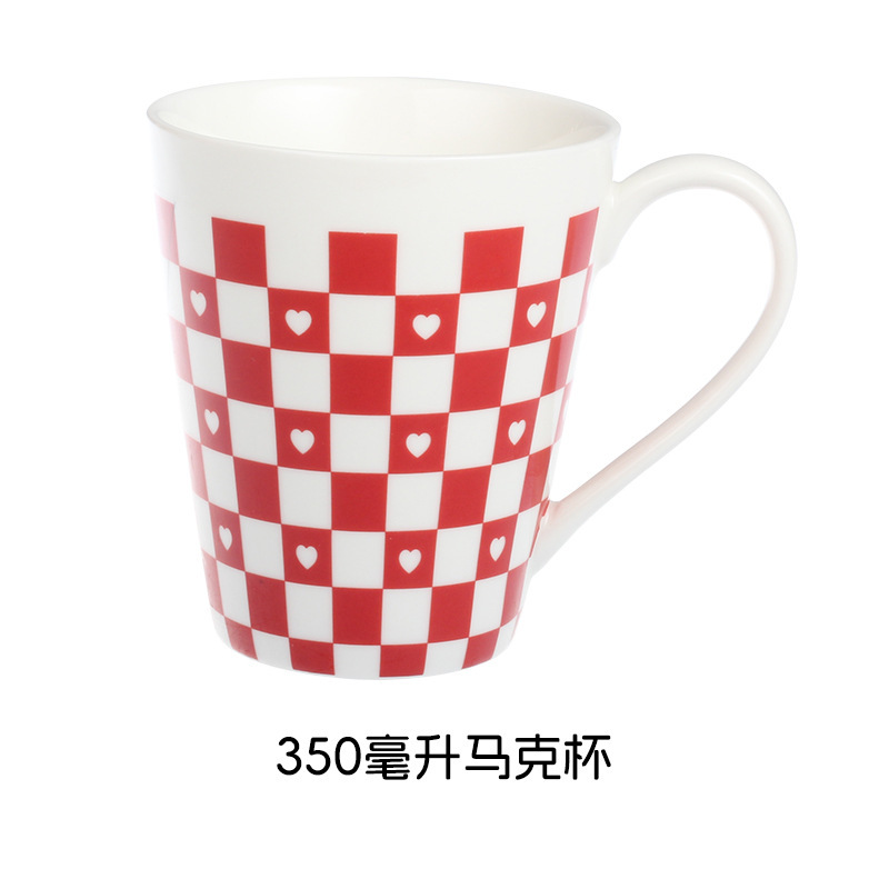 高温デカール加工、シンプルなスタイル、高級感、お手入れ簡単、バレンタインデーの陶器食器セット、ボウル、カップ、食器|undefined