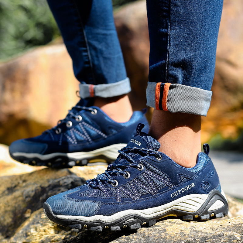 Otoño e Invierno de cuero genuino zapatos al aire libre malla de los hombres transpirable antideslizante pareja casual senderismo zapatos bajos zapatos de senderismo al por mayor