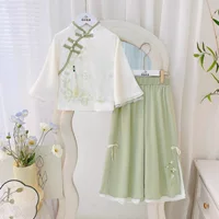 Hanfu Girl Новый костюм в китайском стиле Весна и лето Двухсекционный комплект в древнем стиле Национальный стиль Детский костюм Тан для маленькой девочки Детский костюм для выступлений на День защиты детей.