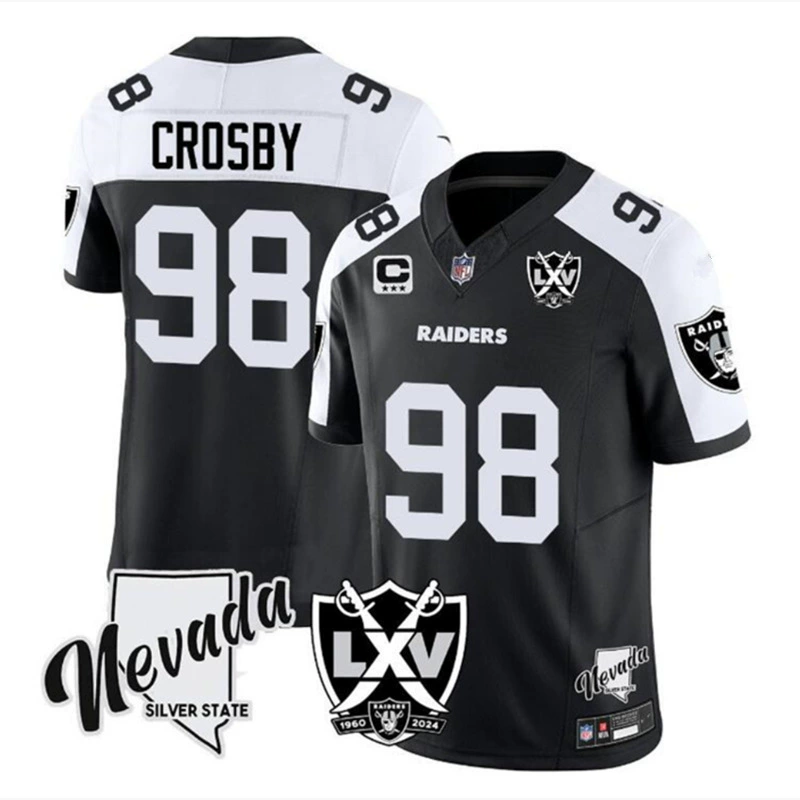 Джерси 2025 Football NFL Raiders Лас-Вегас Рейдерс 98, К Crosby Джентльмены и женщины