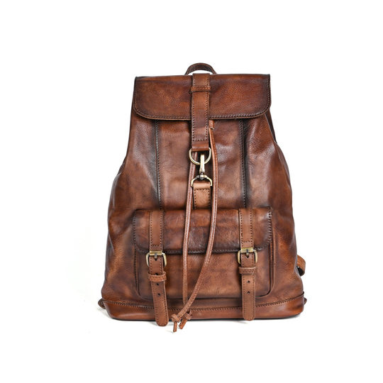 Ancient Chaoke Handmade Color Plaster Bark Backpack Casual Travel Genuine Leather Backpack 14 Inch Laptop Bag
