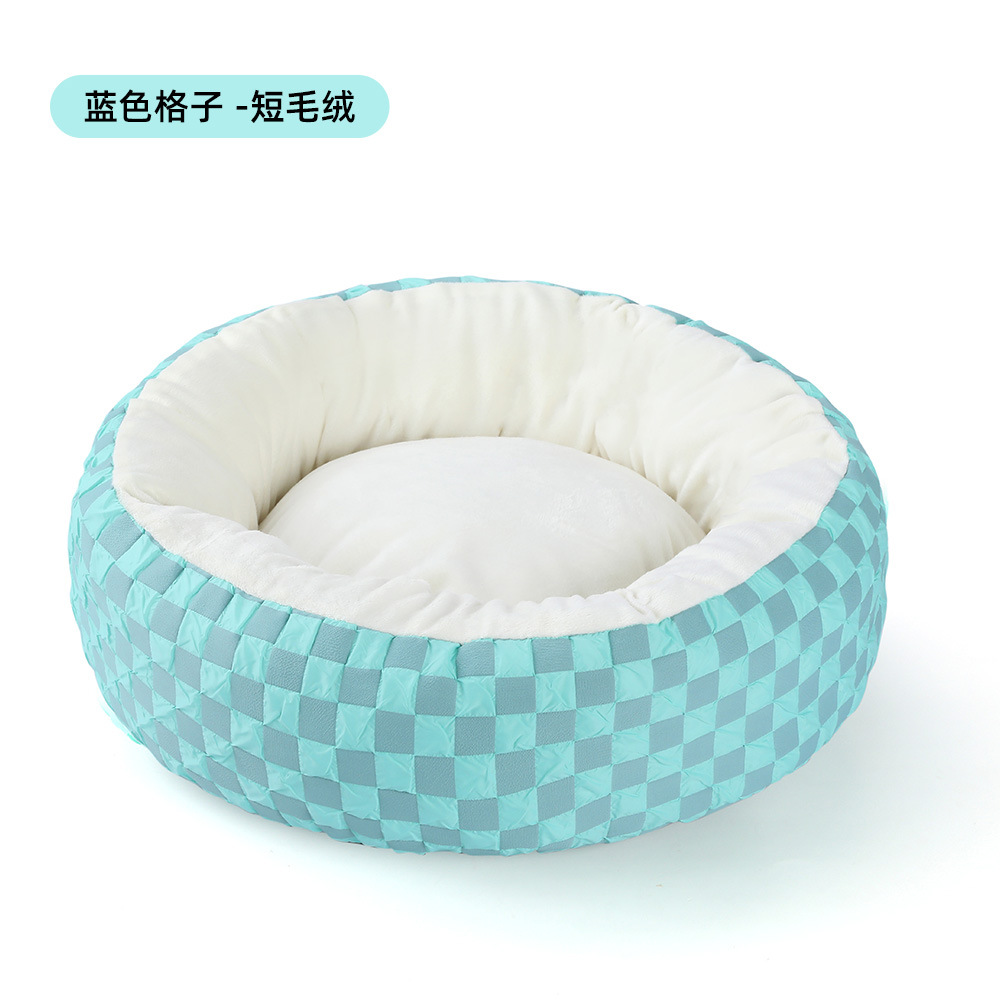 Felpa corta a cuadros azules