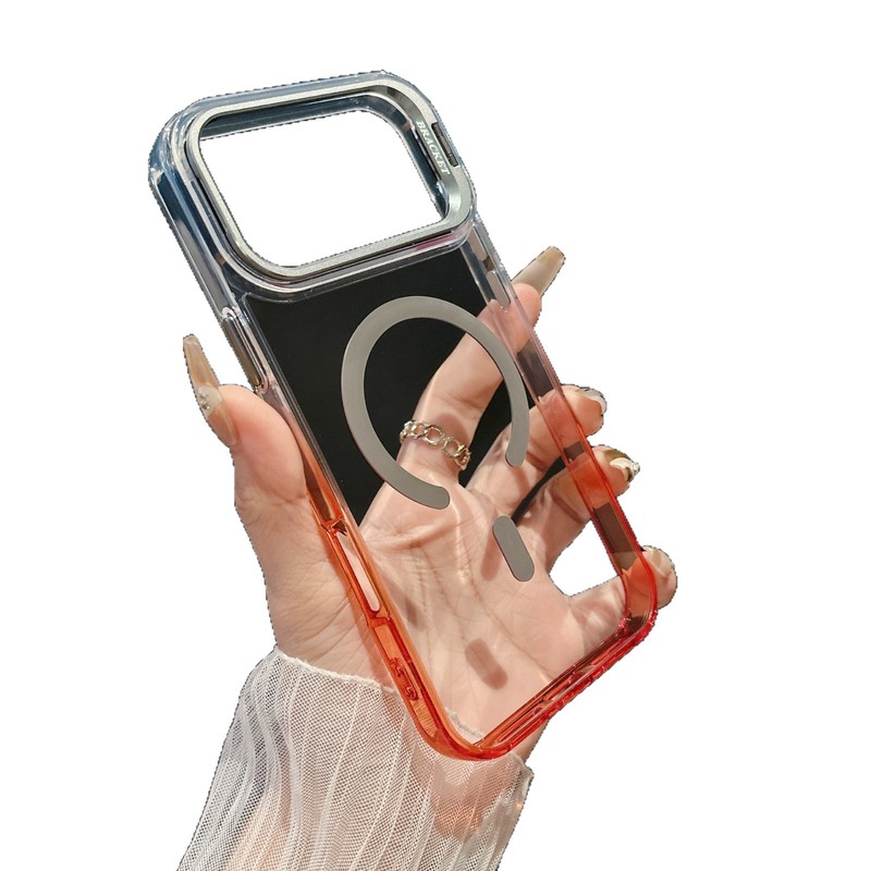 苹果17promax手机壳高透磁吸适用iPhone16镜头支架渐变色简约硬壳|undefined
